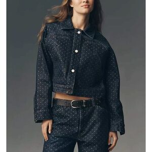 Anthropologie / Pilcro Sparkling Polka Dot Dolman Denim Jacket
